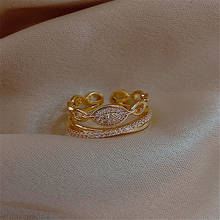 2020 корейское новое Изысканное двойное микро инкрустированное кольцо с крестом модное темпераментное простое кольцо элегантное женское ювелирное изделие 2024 - купить недорого