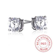 100% 925 Sterling Silver Korean Round Crystal Stud Earrings For Women 2020 Wedding Gift Female pendientes aretes de mujer 2024 - buy cheap