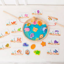 Детская Магнитная деревянная рыболовная игра, магнитная рыболовная игрушка для океана, деревянная рыболовная игрушка для детей, интерактивные игрушки для родителей и детей, подарок для детей 2024 - купить недорого