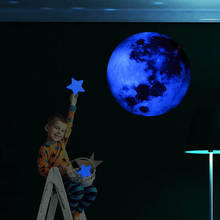 Adhesivo para pared luminoso 3D con forma de Luna, pegatinas fluorescentes de almacenamiento para habitación de niños, sala de estar, decoración artesanal para el hogar, 12/30cm 2024 - compra barato
