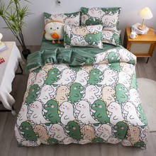 Conjunto de fronha de cama com estampa de dinossauro, capa de edredom e lençol reto 2024 - compre barato