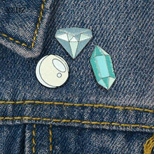 XEDZ мультфильм зеленый кристалл камень стеклянный шар Сплав булавка ювелирные изделия джинсовая одежда кулон подарок 2024 - купить недорого