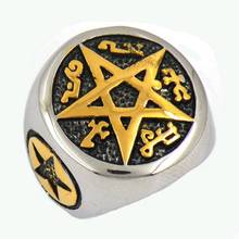 Wholesale Male Ten Fashion Retro Golden Pentagon Viking Stainless Steel for Man Ring Jewelry 2024 - buy cheap