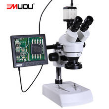 Continuous zoom 3.5 90x HD Stereo trinocular Microscope + USB HDMI VGA camera 1/3 adapter + 8-inch LCD + 56 LED Light + 0.5X 2X 2024 - buy cheap