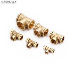 Tee Type Brass Pipe Fitting Adapter Coupler Connector For Water Fuel Gas 1/8" 1/4" 3/8" 1/2" 3/4" 1"BSP Female Thread 3 Way 2024 - buy cheap