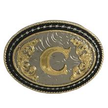 Hebilla de cinturón de Metal ovalado para hombre, hebilla de cinturón con letra inicial C dorada, accesorios de cinturón de 4cm de ancho 2024 - compra barato