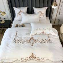 Chic Gold Embroidery Duvet Cover set Luxury Brushed Cotton Soft Warm Bedding set Bed sheet set Pillow shams Comforter Cover set 2024 - buy cheap