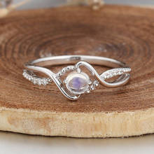 Anel de pedra de lua oval prateado, anéis com cristal branco para mulheres joias para festa, casamento, noivado e frete grátis 2024 - compre barato