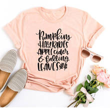 Pumpkins Hayrides Apple Cider Falling Leaves Hipster T-Shirt Funny Letter Cotton Shirt Tee Casual Slogan Graphic Tops Outfits 2024 - buy cheap