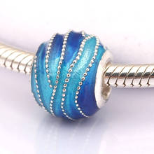 2019 Spring Authentic 925 Sterling Silver Blue Swirls Charm, Mixed Enamel Charm Beads Fit Brand Charms Bracelet Diy Jewelry 2024 - buy cheap