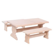 1:12 Dollhouse Mini Wooden Long Dining Table and 2 Bench Set Furniture Parts Doll House Toys 2024 - buy cheap