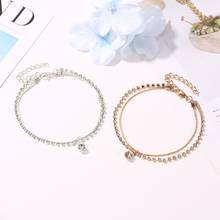 Anklet Bracelet Layered Women Rhinestone Bracelets Bangles Ladies Round Jewellery Fashion Trendy Gold Color Stainless Pulseras 2024 - buy cheap