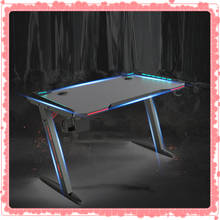 High quality cool black gaming table 120X60X73 gaming table professional Internet cafe with lamp Z leg office computer desk 2024 - buy cheap