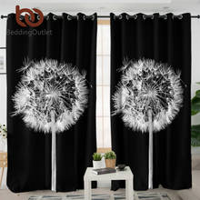 BeddingOutlet Dandelion Blackout Curtains Flower Window Treatment 3D Print Black and White Photography Curtains For Living Room 2024 - buy cheap