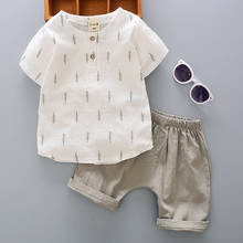 Summer Toddler Baby Boy Set Kids Boys Clothes Sets Cotton Linen Print Short Sleeve Shirt + Shorts 2 Piece Suit Children Clothing 2024 - buy cheap
