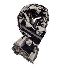2019 длинная шаль Осень и зима геометрический хлопок и лен мужской шарф Тюрбан 65X195 см 2024 - купить недорого