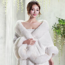 Red/White Wedding Bolero Winter Bridal Shrug Faux Fur Wedding Shawls Wome Wraps Bridal Jacket Party Coat Bridal Shawl 2024 - buy cheap