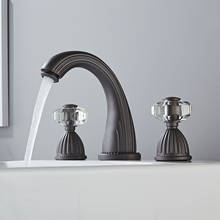 Grifo de lavabo gris con 3 orificios, mezclador de lavabo de color dorado/Negro/cromado, agua caliente y fría, nuevo 2024 - compra barato