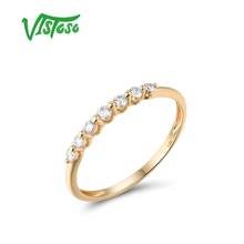 Vistoso anel de ouro brilhante, anel feminino de ouro amarelo 14k 585 joias finas de aniversário de promessa de diamante 2024 - compre barato