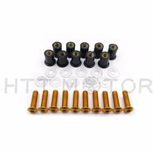 Aftermarket free shipping motorcycle parts 10pcs Universal Motorcycle Windshield Windscreen Bolt Kit Well Nuts Bolts Washer Gold 2024 - buy cheap