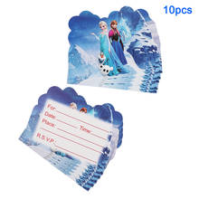 Disney-tarjeta de invitación de Frozen para fiesta de cumpleaños de niños y niñas, suministros para Baby Shower, recuerdo de fiesta, color rosa, 10 Uds. 2024 - compra barato