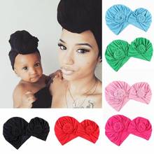 2Pcs Knot Turban Indian Hat Mother Girls Kids Turban Headband Hair Head Bands Wrap Accessories Headscarf Headwrap Headdress 2024 - buy cheap