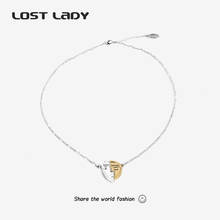Lost Lady Fashion Irregular Heart Pendant Necklaces Statement Novelty 2021 Silver Color Chain Women Necklaces Jewelry Wholesale 2024 - buy cheap