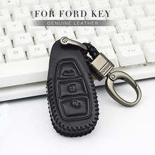 Кожаный чехол для ключей Geunuin для Ford Focus 3 MK3 MK2 Kuga Fiesta MK7 ST Mondeo Mk4 4 Fusion KA C Max аксессуары для ключей 2024 - купить недорого