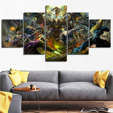 Модульные картины на стену постер HD 5 панель камина герои Warcraft, игра напечатаны холст картина домашний Декор Гостиная 2024 - купить недорого