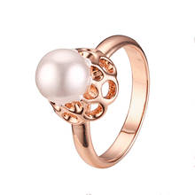 Anillos para mujer, nueva moda 585, joyas de Color dorado, perlas redondas, joyería de boda, anillo de perlas 2024 - compra barato