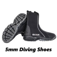 Taobo sapatos de mergulho zcco 5mm, botas à prova de punção com zíper preto antiderrapante, quente para mergulho, acampamento 2024 - compre barato