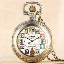 Reloj de bolsillo con colgante de moda Retro, de cuarzo, Bronce Antiguo, exquisito reloj de bolsillo con cadena, envío directo 2024 - compra barato