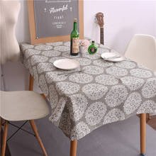 Mantel de lino y algodón para Flor Retro, cubierta de Mesa de comedor, nevera, horno microondas, color gris Nórdico 2024 - compra barato