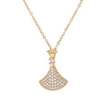 316L Stainless Steel Inlaid Crystal Small Skirt Necklace Gold Fan-shaped Geometric Pendant Necklace No Fade 2024 - buy cheap