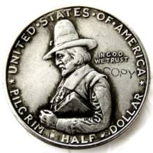 Eua 1920 peregrino meio dólar comemorativo prata chapeado cópia moeda 2024 - compre barato