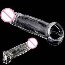 Highly Elastic Crystal Condom Reusable Penis Extender Sleeve Delay Ejaculation Penis Enlargement Intimate Goods Sex Toys For Men 2024 - buy cheap