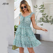 Summer Strap Dresses for Women Casual Cascading Ruffle High Elastic Vestidos Draw String Dress 2021 Elegant Floral Print Dress 2024 - buy cheap