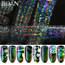 Лазерная наклейка для ногтей BQAN, наклейка для ногтей с рождественским узором, снежинка, звезда, лазерный блеск, наклейка для ногтевого дизайна, переводная фольга 2024 - купить недорого