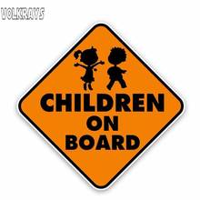 Volkrays Creative Car Sticker Children on Board Boys and Girls Accessories Reflective Waterproof Warning PVC Decal,13cm*13cm 2024 - buy cheap