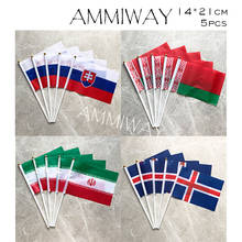 AMMIWAY-Bandera de mano pequeña con poste, 14x21cm, 5 unidades, Eslovaquia, Bielorrusia 2024 - compra barato