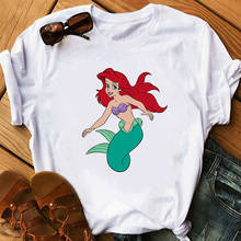 Top Kawaii 90s The Little Mermaid Ariel Graphic Women Cute Cartoon Harajuku Summer Fashion Tees T Shirt Female Ullzang T-shirt 2024 - buy cheap