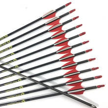 Flechas de carbono para tiro con arco recurvo, 600, 700, 800, 900, ID4.2mm, 1,75 pulgadas, plástico, para caza, 12 Uds. 2024 - compra barato