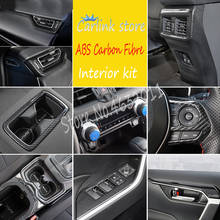 Interruptor de cristal de elevación para interior de coche, tira de reposabrazos para asiento de coche, ABS, fibra de carbono, salida de aire, para Toyota RAV4 2019 2020 2024 - compra barato