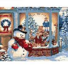 Набор для творчества для взрослых, Акриловая Краска на холсте с изображением снеговика, двери, рисование по номерам, для творчества, с рамкой 2024 - купить недорого