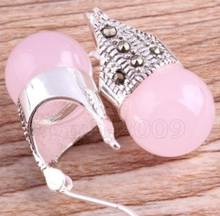 Free shipping  Vintage Women's pink Opal 925 Sterling Silver Marcasite Earrings 2024 - buy cheap
