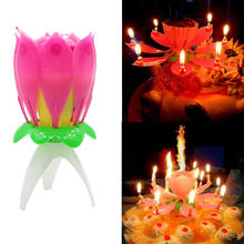 Cake Candle Musical Candle Lotus Flower Party Gift Art Happy Birthday Candle Lights Party DIY Cake Decoration Kids Candles Wax 2024 - buy cheap