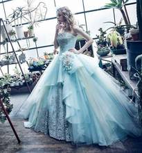 Ball Gown Quinceanera Dresses 2020 Sweet 16 Dresses Debutante Appliques Sky Blue Strapless vestido de 15 anos robe de bal doce 2024 - buy cheap