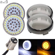 Motorcycle White/Amber 1157 Bullet Front LED Turn Signal Inserts W/Lens For Harley Dyna Super Glide Custom FXDC Road King FLHR 2024 - buy cheap