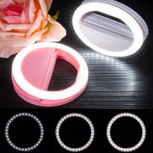 Lâmpada de selfie com led circular para recarregar celular, anel de luz redondo com clipe luminoso portátil para iphone e samsung 2024 - compre barato