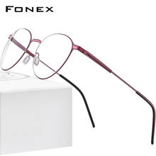 FONEX liga óculos quadro feminino redonda miopia prescrição óculos ópticos homens 2020 novo completo coreano screwless eyewear f1014 2024 - compre barato